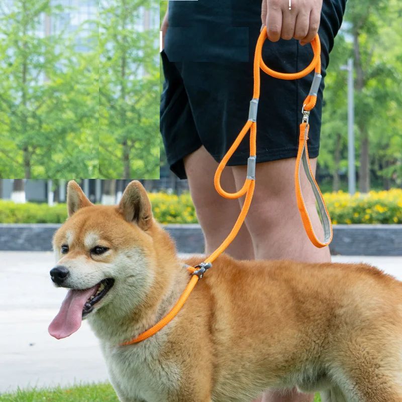 Dog Training Leash – 1.4m Nylon No-Pull Slip Chain with Double Handle for Small Dogs & Puppies”