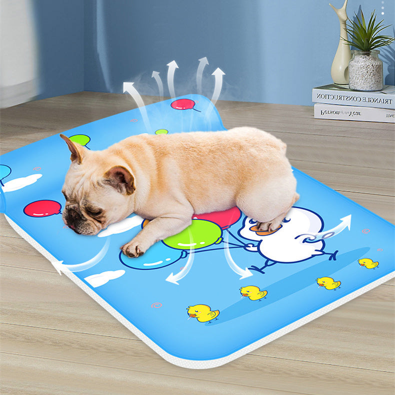 Summer Cooling Dog & Cat Bed – Breathable Ice Pad with Pillow, Washable Cooling Mat for Dogs and Cats