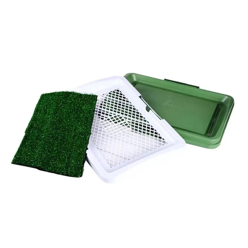 Dog Potty Trainer – Indoor Puppy Grass Patch Toilet with Three-Layer Tray
