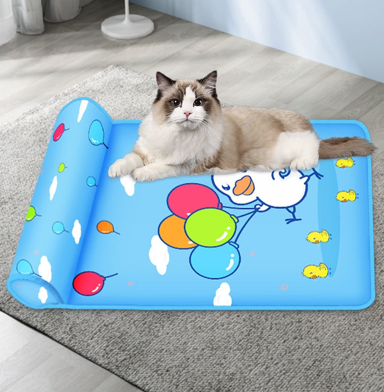 Summer Cooling Dog & Cat Bed – Breathable Ice Pad with Pillow, Washable Cooling Mat for Dogs and Cats