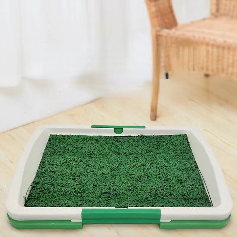 Dog Potty Trainer – Indoor Puppy Grass Patch Toilet with Three-Layer Tray